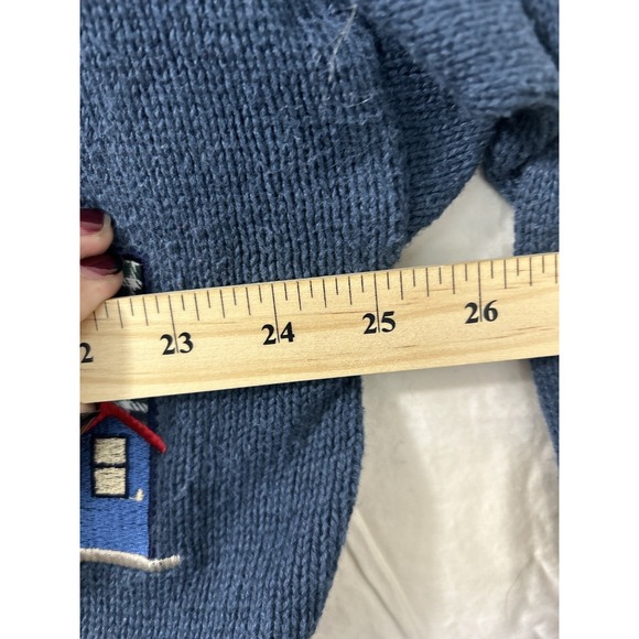 Vintage Christopher & Banks Hand Embroidered Cardigan Sweater XL Blue Bird House - Picture 11 of 15